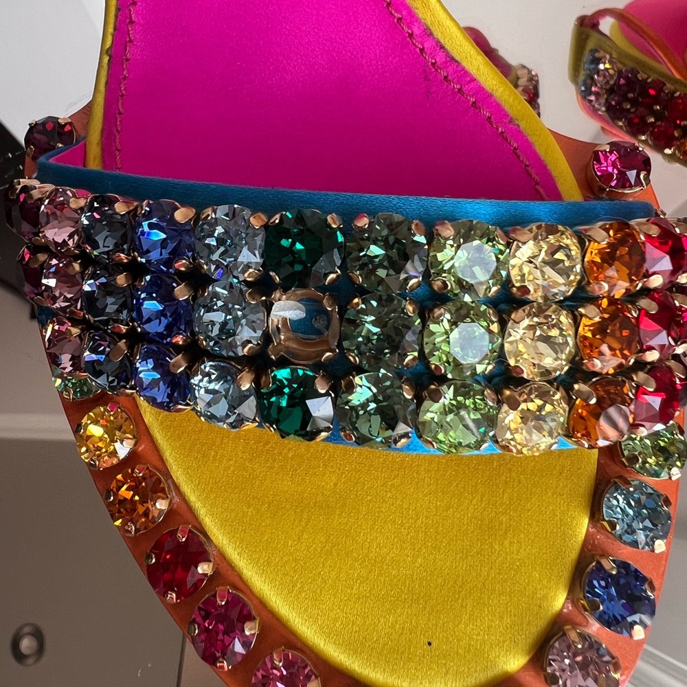 Dolce & Gabbana Fuchsia and Yellow Multicolor Crystal Embellishment Heels - Picture 10 of 10